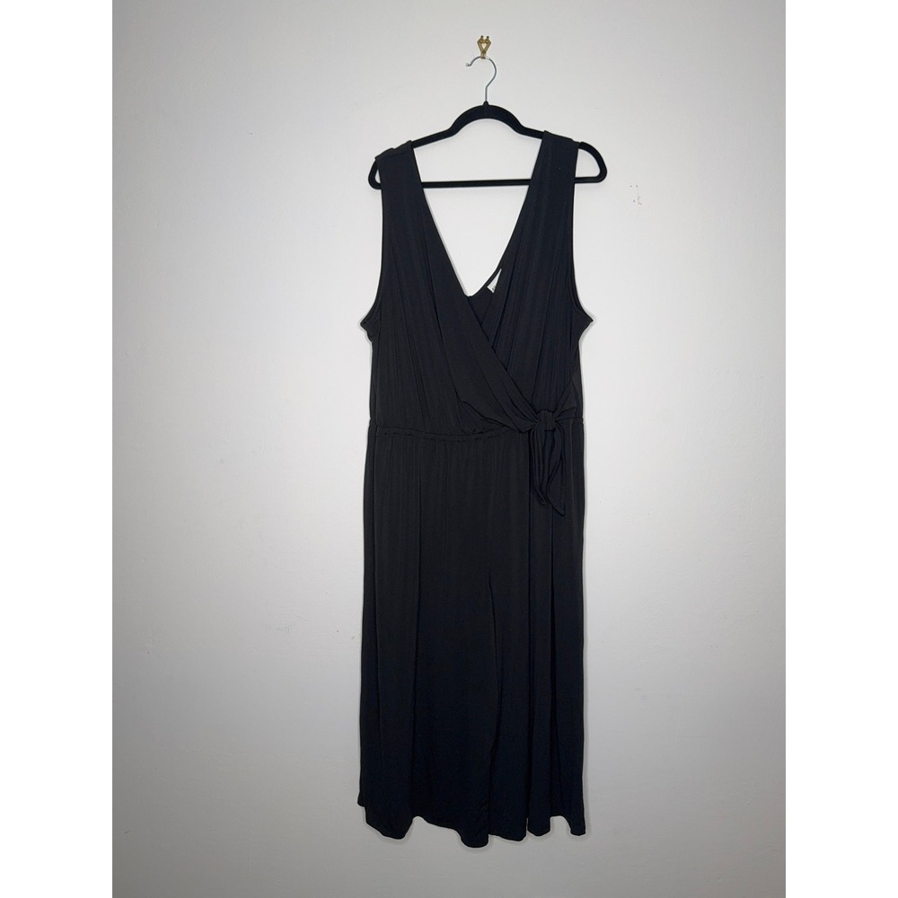 Ava & Viv Womens 3X Black Surplice V-Neck Wide Leg Jumpsuit‎ Sleeveless NWT